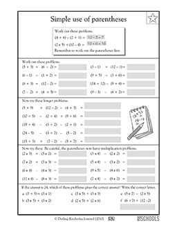 Simple use of parentheses | 5th grade Math Worksheet | GreatSchools