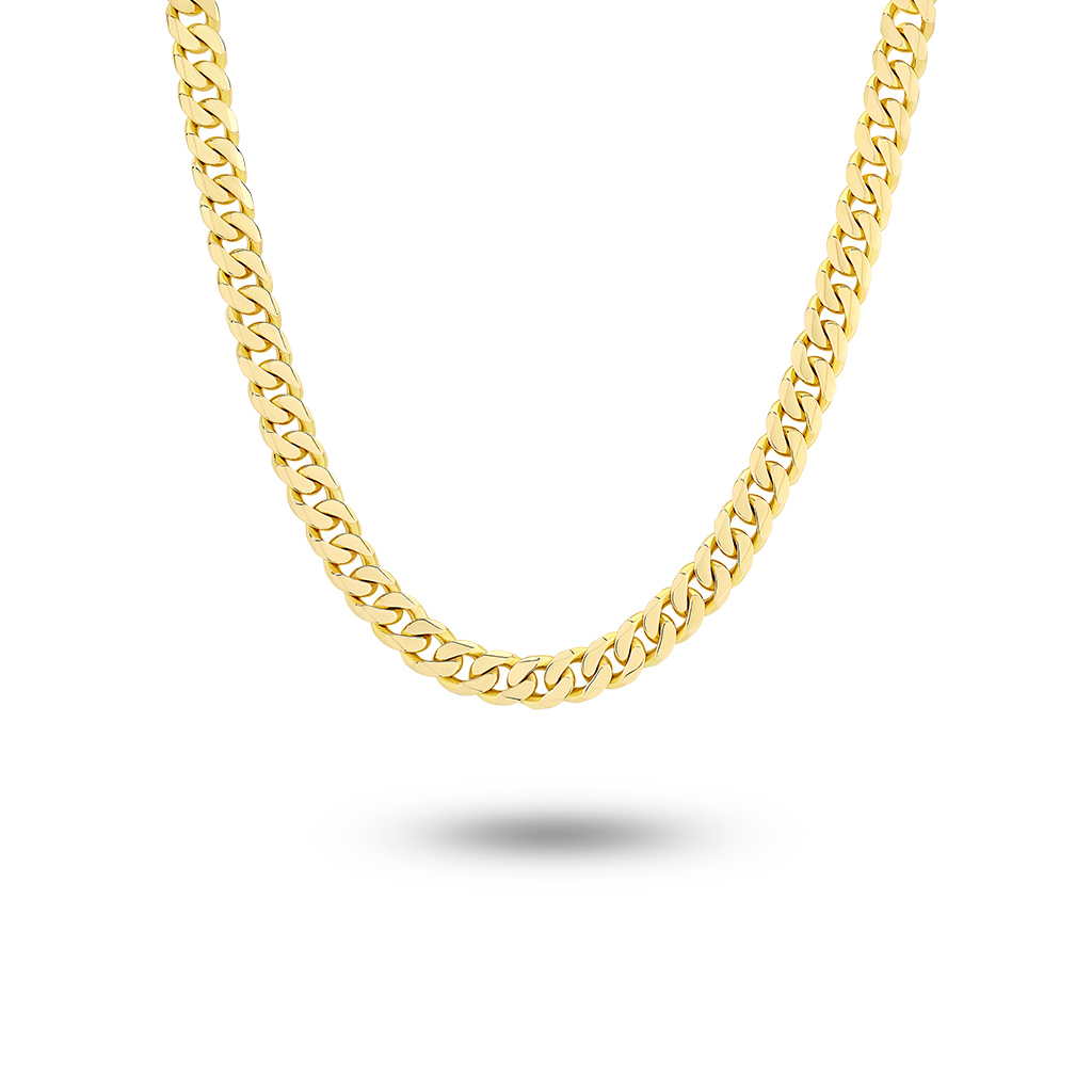 18K Yellow Gold Half Round Curb Link Chain 61cm