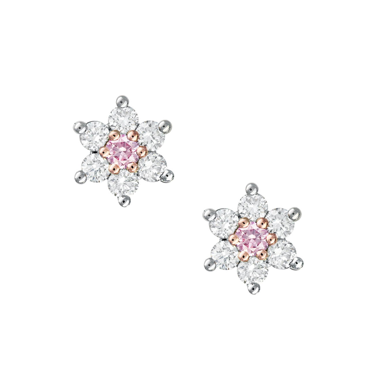 Pink &#038; White Diamond Stella Earrings