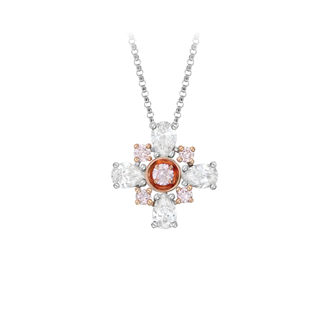 Pink &#038; White Diamond Splendour De Les Fleur Necklace