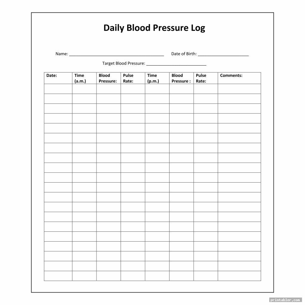 Large print free printable blood pressure log sheets - californiasop