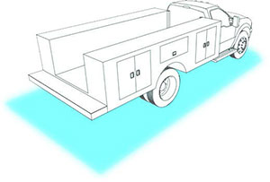 illustration of ground lighting area around a work truck