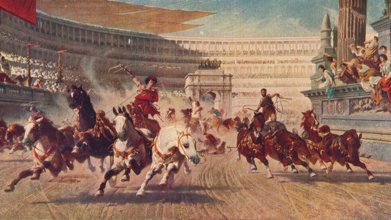 Roman chariot race artwork