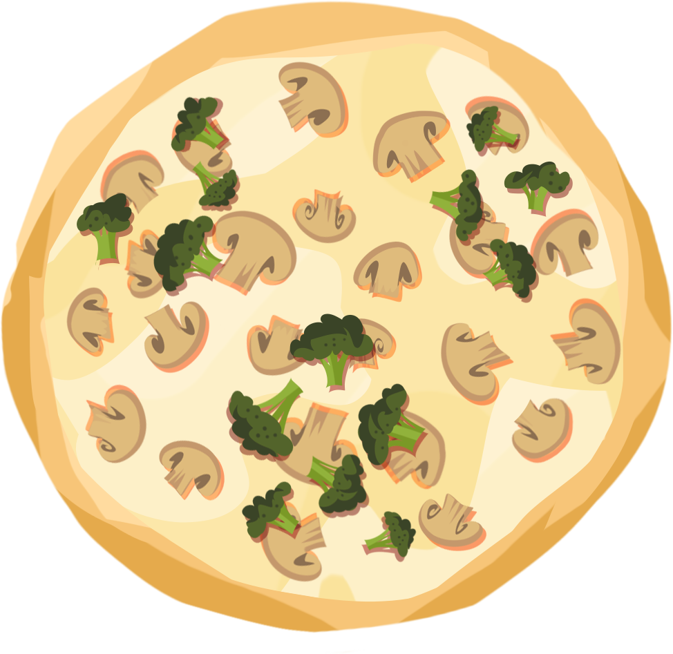 An illustration of a white pizza