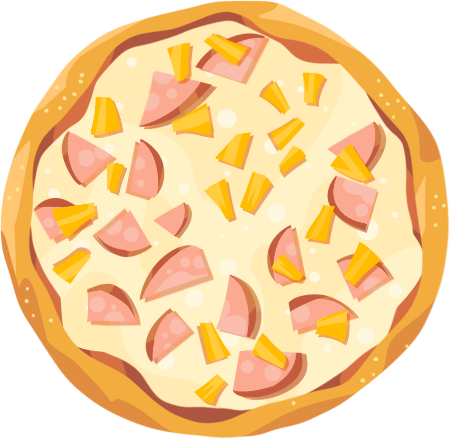 An illustration of a hawaiian pizza