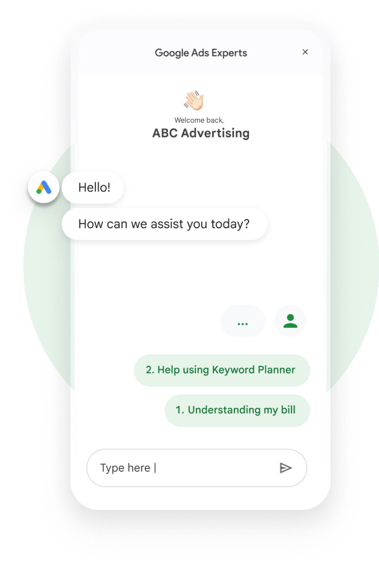 Illustration of a phone used by ABC advertising to chat with an Ads expert.