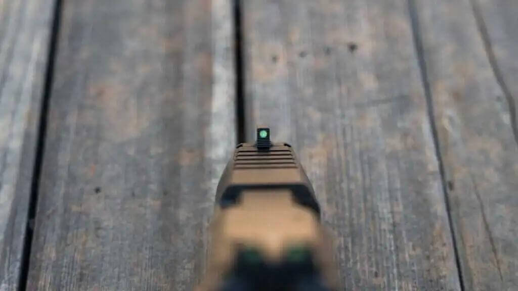 Front iron sights on handgun