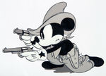 MICKEY MOUSE RARE 1934 "TWO-GUN MICKEY" ORIGINAL BLACK & WHITE NITRATE PRODUCTION FILM CEL.