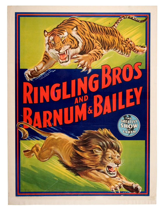 Hake's - RINGLING BROS. LION & TIGER/LEOPARD CIRCUS POSTERS.