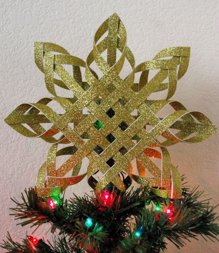 gold glitter paper tree topper 