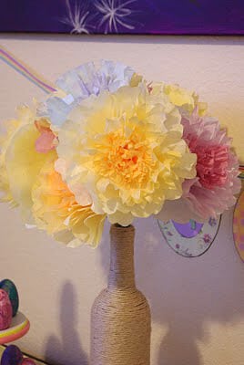 coffee filter flowers in pastel colors