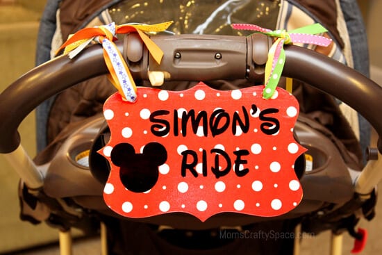 simons ride homemade stroller identification tag