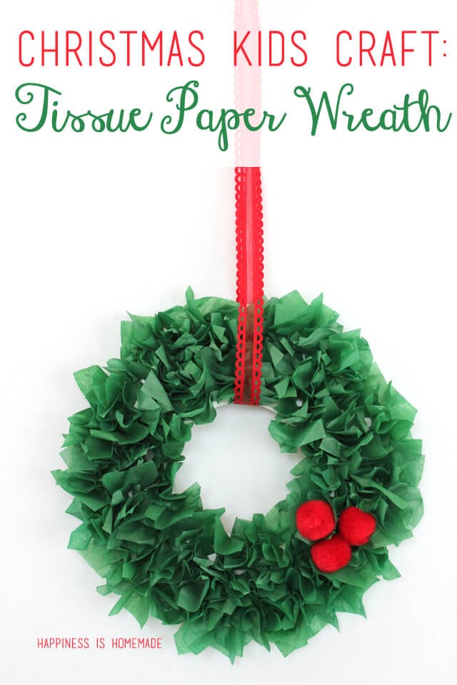 christmas kids craft tissue paper wreath