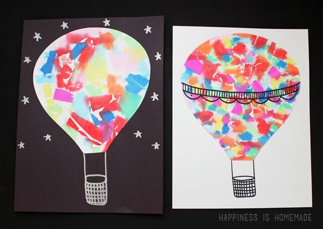 watercolor style hot air balloon art 