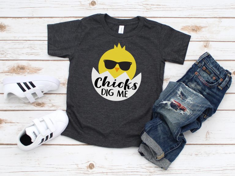 chicks dig me easter svg file on shirt 