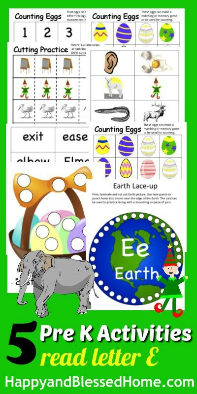 5 FREE Letter E Preschool Worksheets from HappyandBlessedHome.com