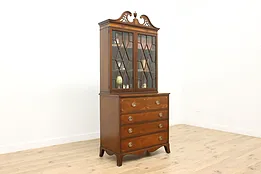 Hepplewhite Vintage Mahogany Butler Secretary Desk Bookcase #52734