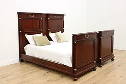 French Classical Antique Mahogany King Size Bed, Bronze #35275