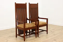 Pair of Vintage Art & Crafts Mission Oak Craftsman Chairs #53134