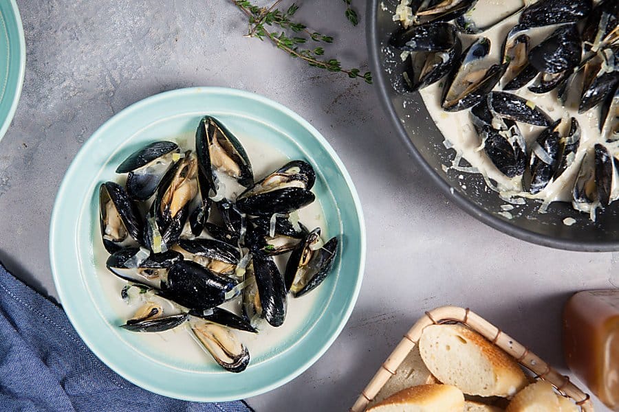 Creamy Apple Cider Mussels