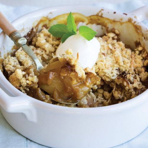 Feijoa and apple crumble