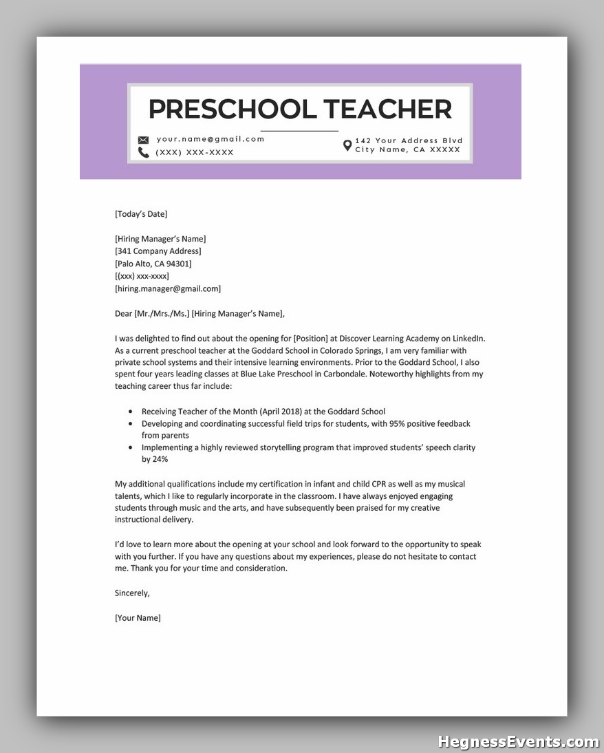 Elementary Teacher Cover Letter Examples Templates - Free Word Template