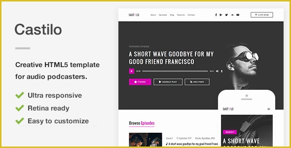 Free Podcast Website Template Of Castilo Audio Podcast HTML Site Template by Liviu