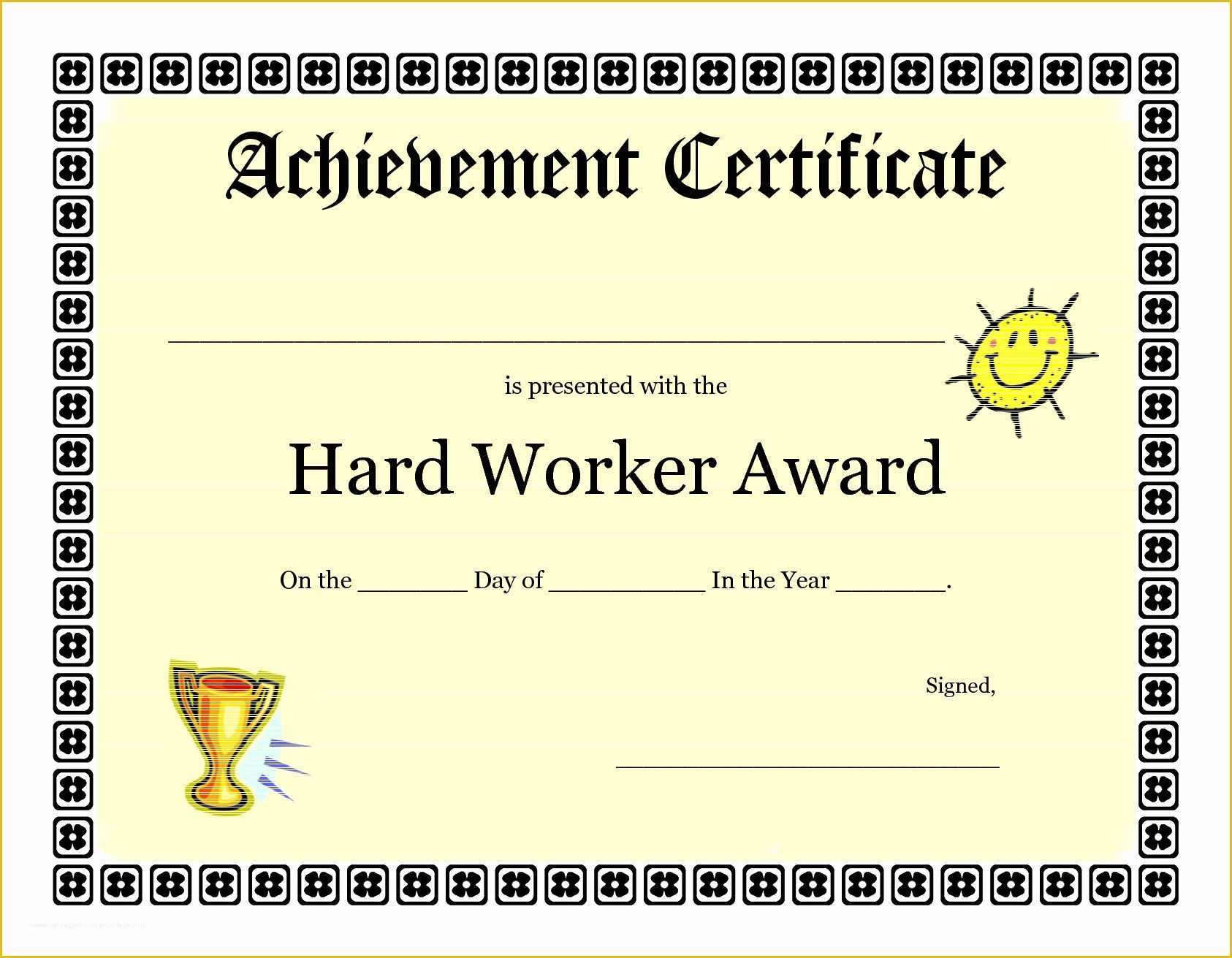 Award Certificate Template Free Of Achievement Certificate Templates Free Mughals