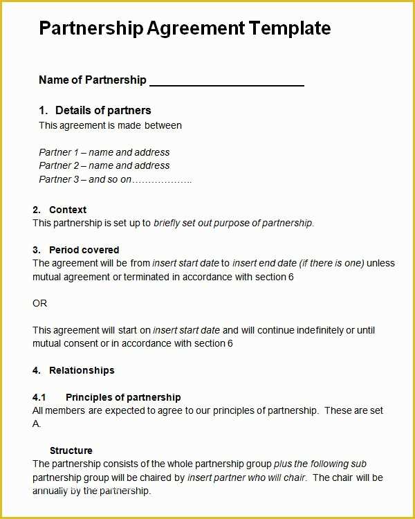 Business Partnership Agreement Template Free Of 16 Partnership Agreement Templates