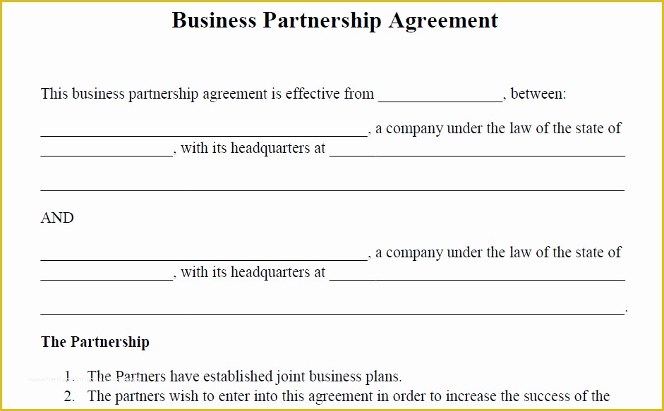 Business Partnership Agreement Template Free Of Legal Agreements & Contracts Templates