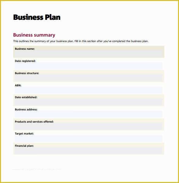 Free Printable Simple Business Plan Template Of Simple Business Plan Template Australia