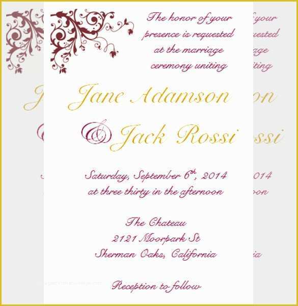 Free Wedding Reception Templates Of 28 Wedding Reception Invitation Templates Free Sample