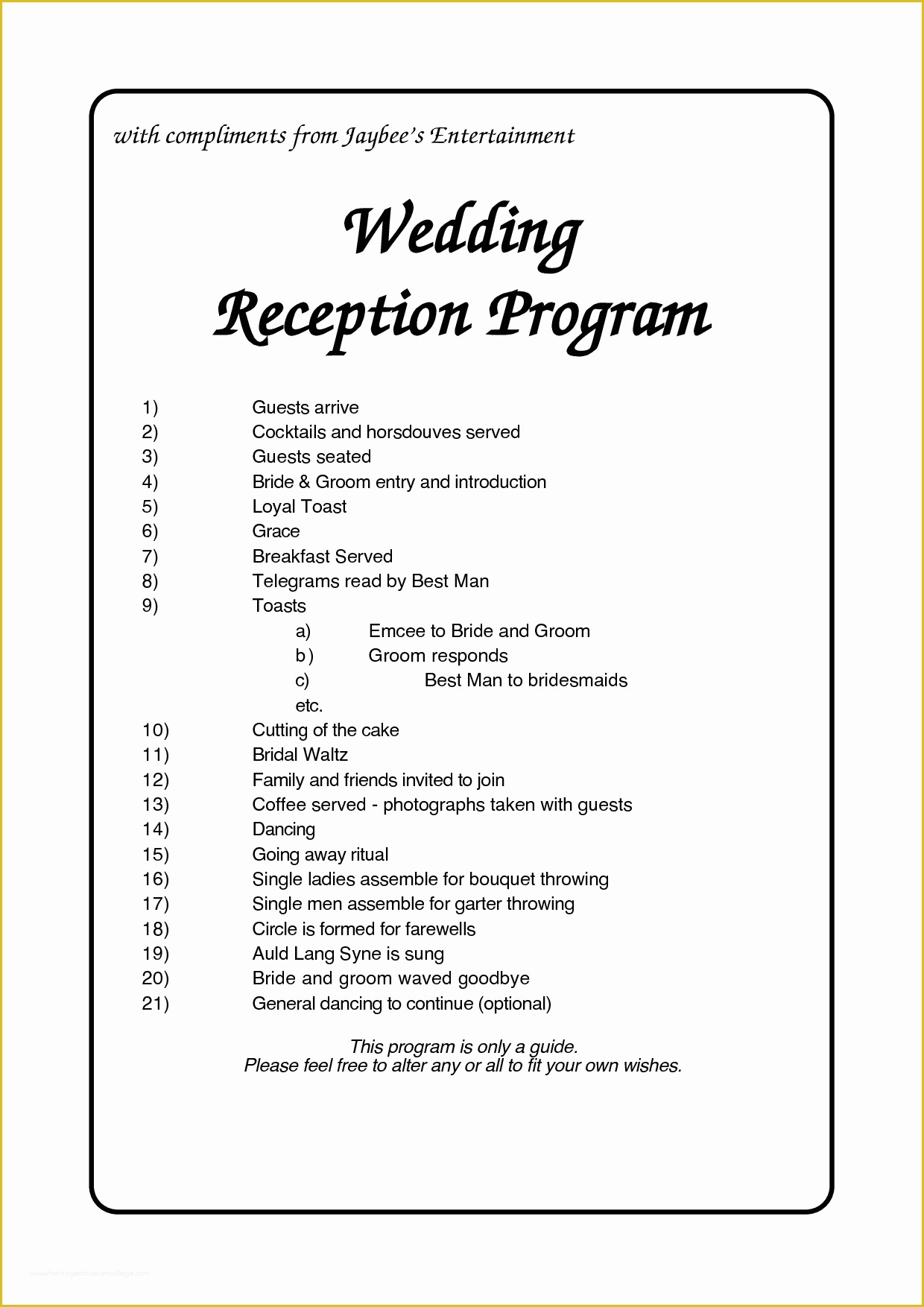 Free Wedding Reception Templates Of 6 Best Of Free Printable Wedding Reception