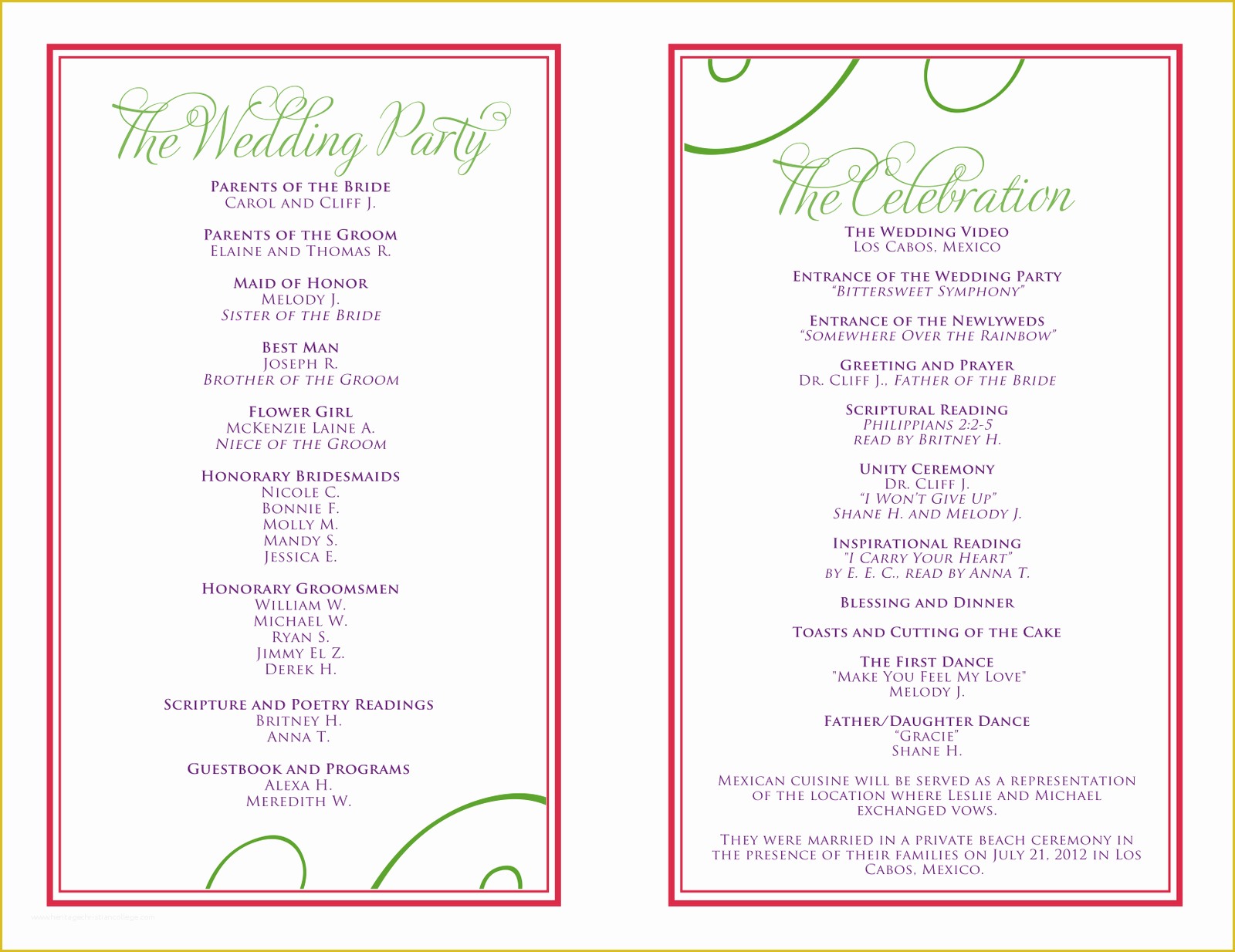 Free Wedding Reception Templates Of Birthday Party Program Template Impremedia