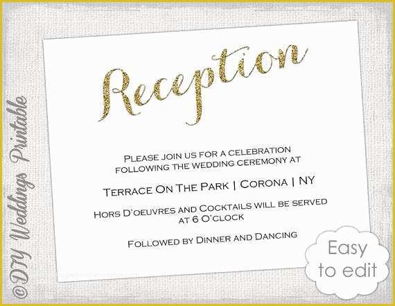 Free Wedding Reception Templates Of Wedding Reception Invitation Template Diy Gold