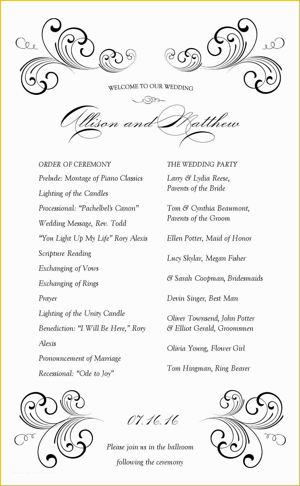 Free Wedding Reception Templates Of Wedding Reception Program Template