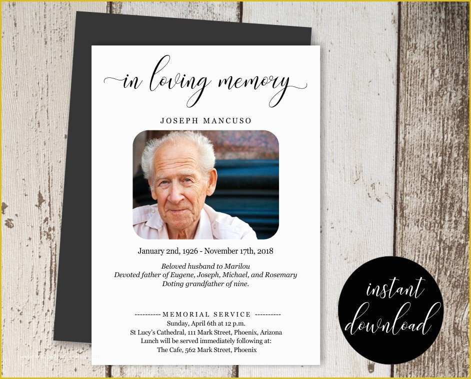 Free Printable Funeral Announcement Cards