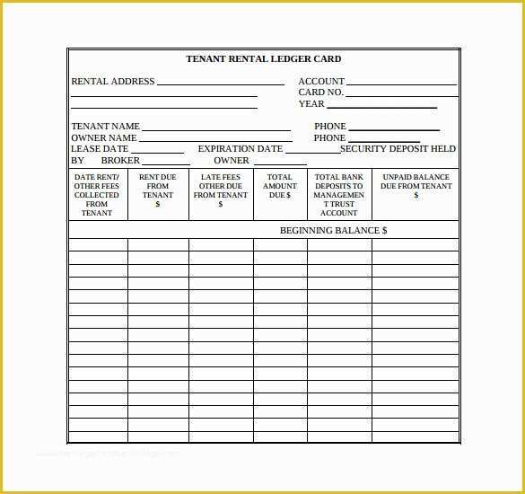 Ledger Sheet Template Free Of 10 Rental Ledger Templates Pdf