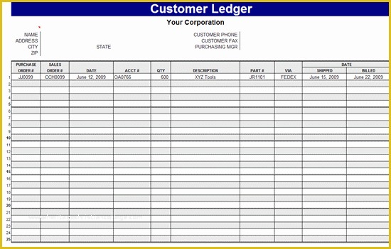 Ledger Sheet Template Free Of General Ledger Template