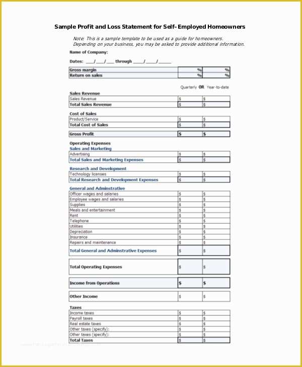 Profit and Loss Statement Excel Template Free Of Profit & Loss Statement Template 13 Free Pdf Excel