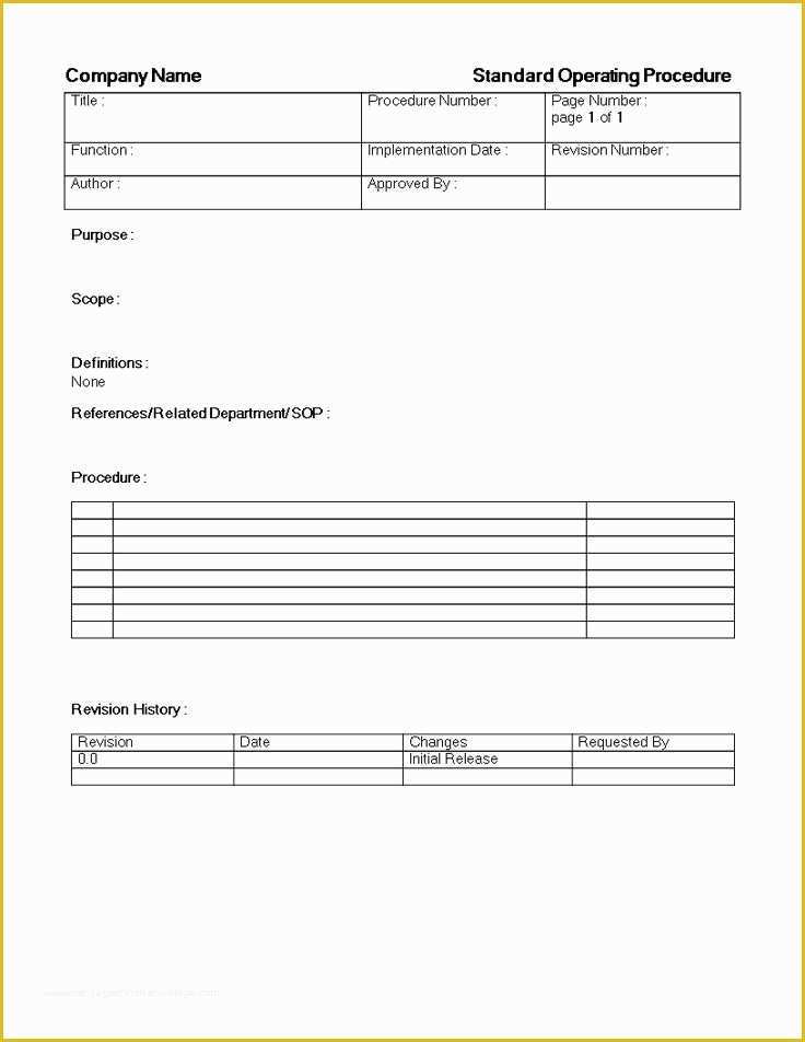 Standard Operating Procedure Template Free Of Accounting Standard ...