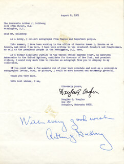 Image 1 for Associate Justice Arthur J. Goldberg - Autograph Note Signed 08/08/1971  - HFSID 131761