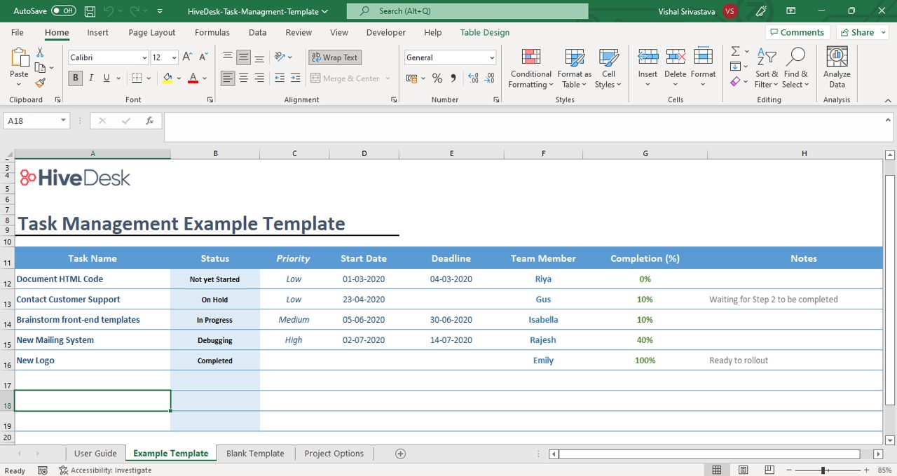 Project Task Tracker Excel Template Free Download, 47% OFF