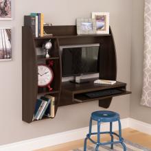 Espresso Floating Desk with Storage and Keyboard Tray