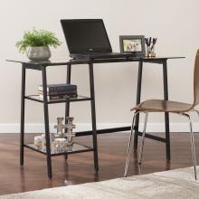 Avery Metal/Glass Sawhorse/A-Frame Writing Desk - Black