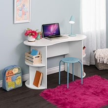 Kurv Compact Student Desk with Storage, White