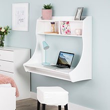 White Compact Hanging Desk