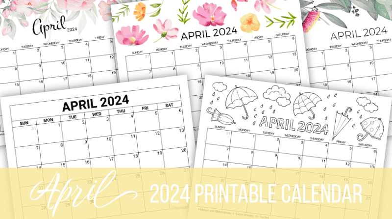 2024 April Calendar To Print At Home Printable - February March 2024 ...