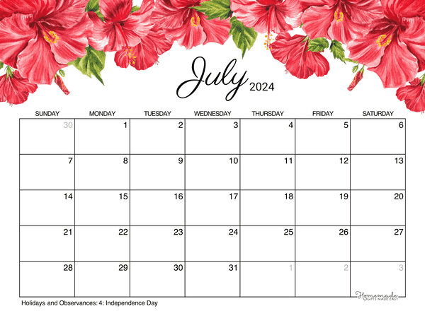 July 2024 Calendar Printable PDF With Holidays Free, 44% OFF