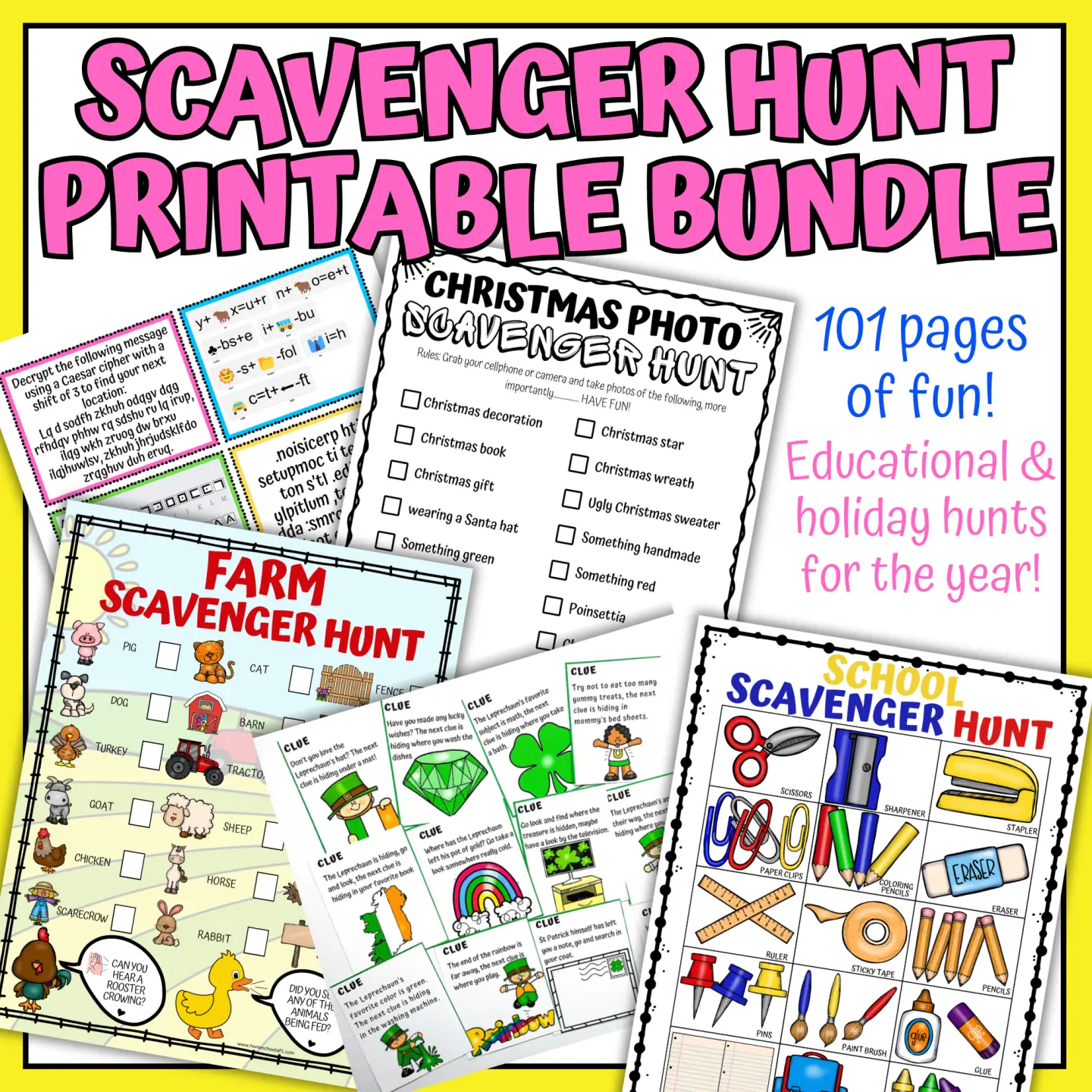 scavenger hunt printable bundle